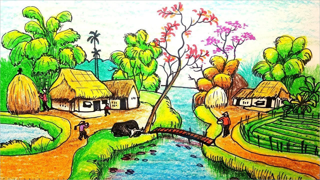 Vẽ tranh phong cảnh là một hoạt động rất thú vị và tạo cảm hứng cho những người yêu nghệ thuật. Hãy điểm hẹn ở bức tranh này để cảm nhận phong thái tự nhiên trong từng nét vẽ.