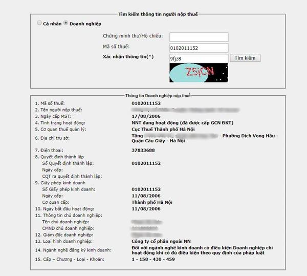 tra cứu mã số thuế doanh nghiệp 4